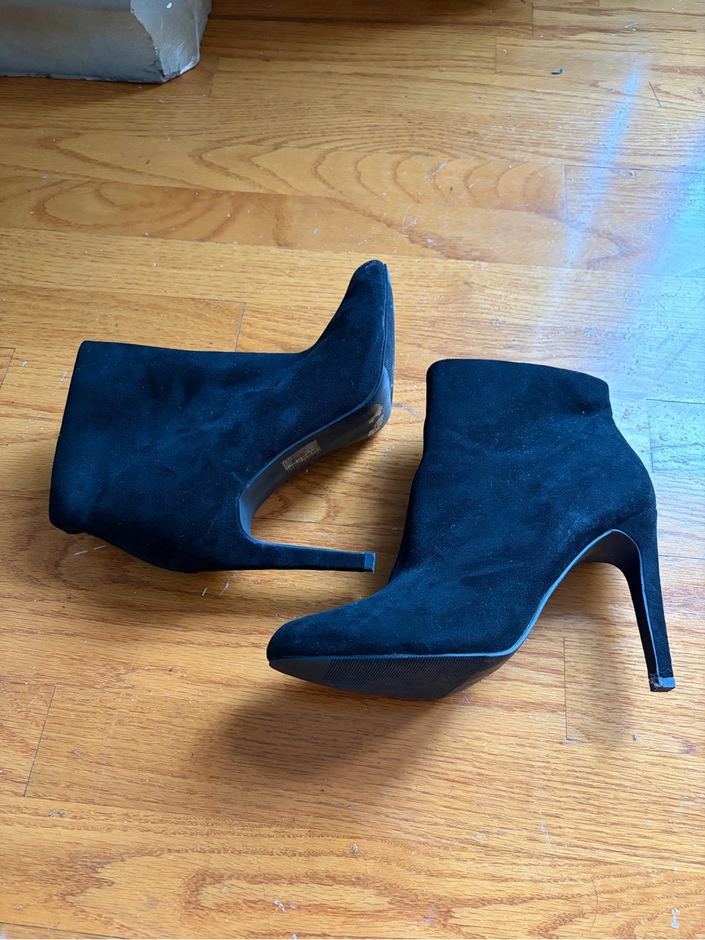 Classic Black Suede Ankle Booties with Stiletto Heel